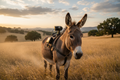 Realistic donkey with a video camera